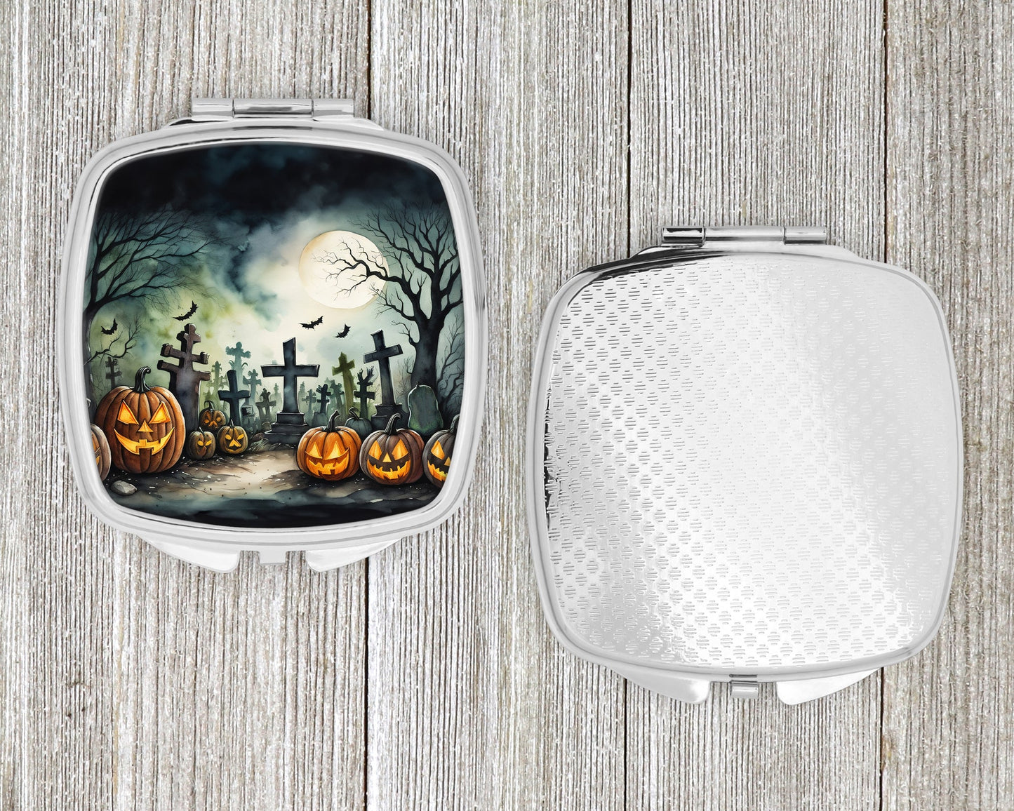 Graveyard Spooky Halloween Compact Mirror-3