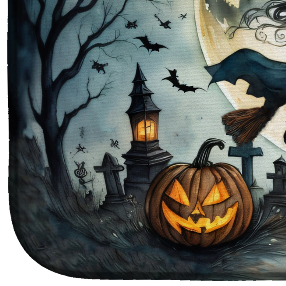 Flying Witch Spooky Halloween Dish Drying Mat-3