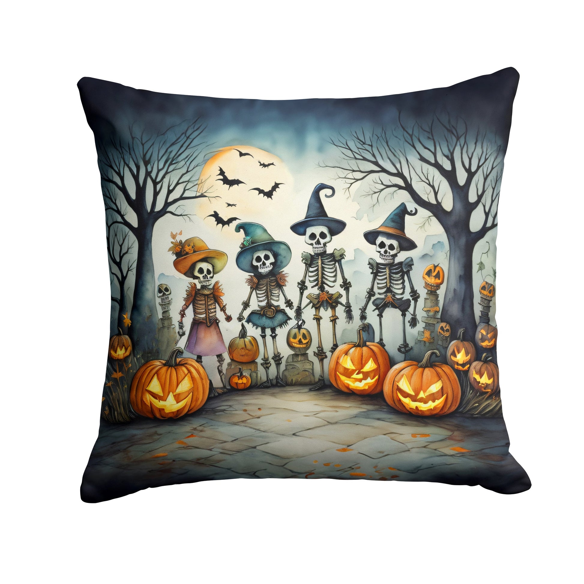 Calacas Skeletons Spooky Halloween Throw Pillow-0