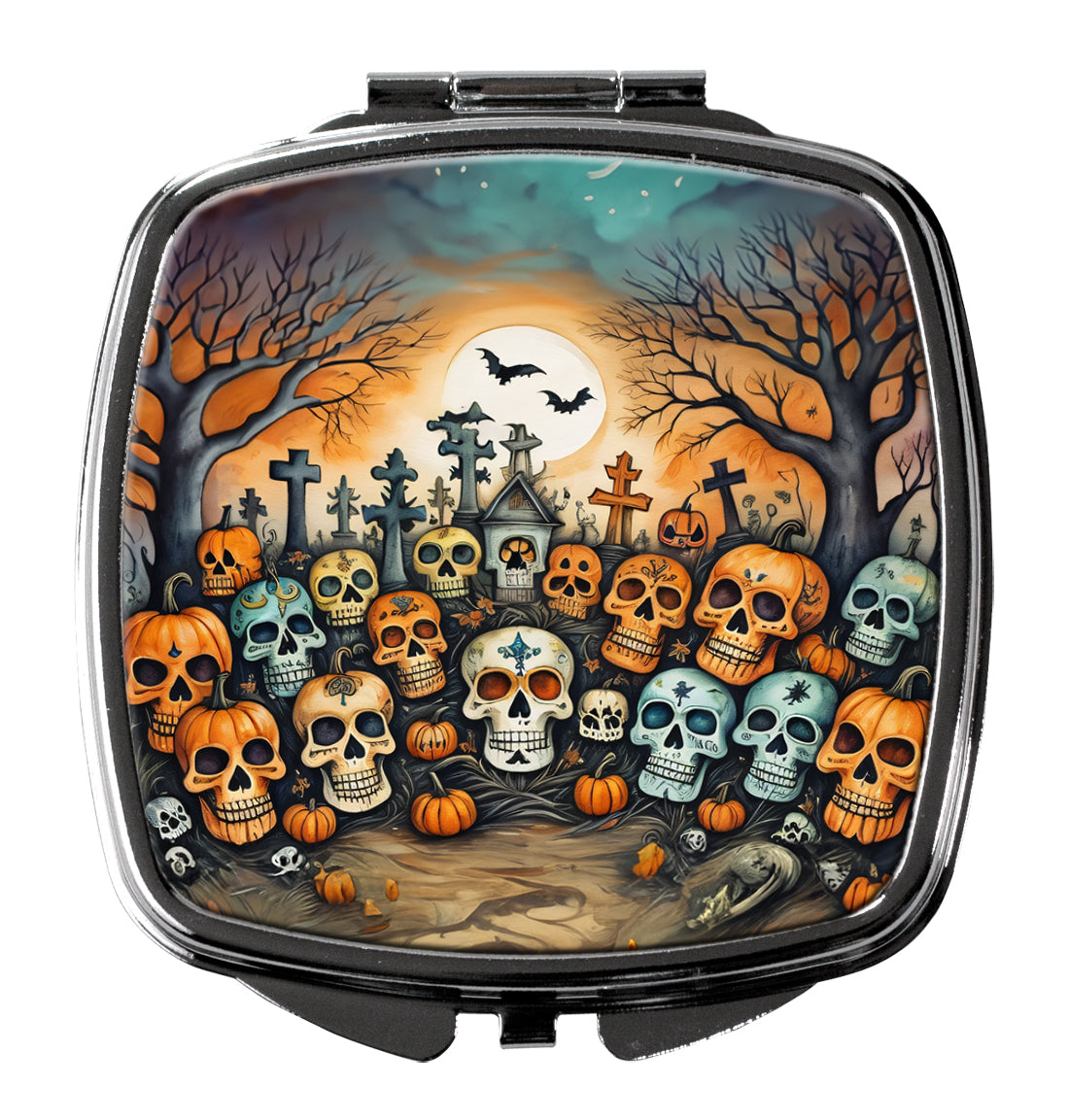 Calaveras Sugar Skulls Spooky Halloween Compact Mirror-0