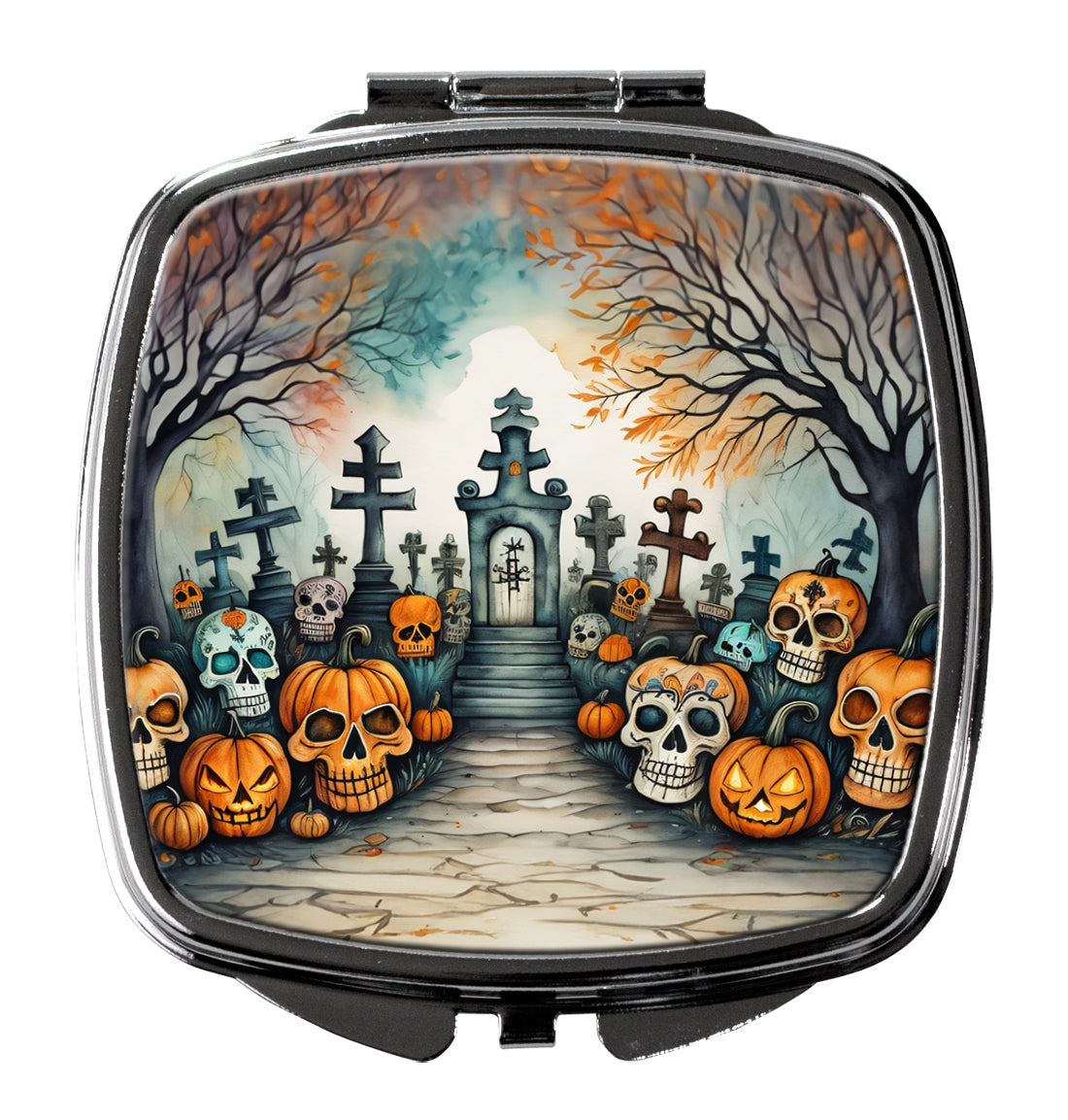 Calaveras Sugar Skulls Spooky Halloween Compact Mirror-0