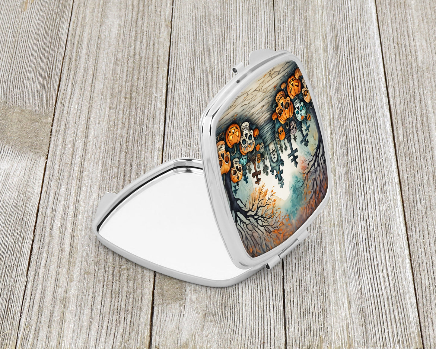 Calaveras Sugar Skulls Spooky Halloween Compact Mirror-1