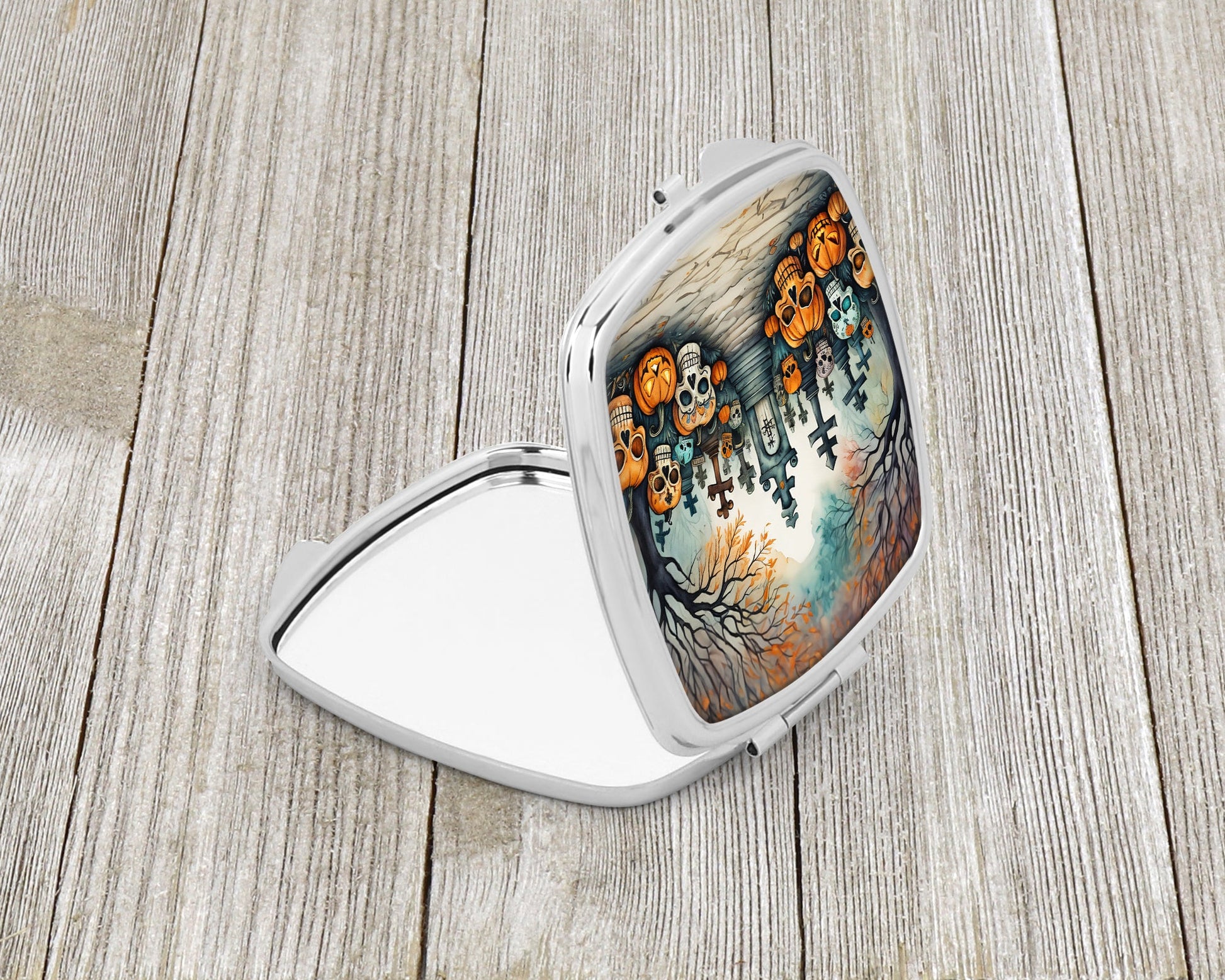 Calaveras Sugar Skulls Spooky Halloween Compact Mirror-1