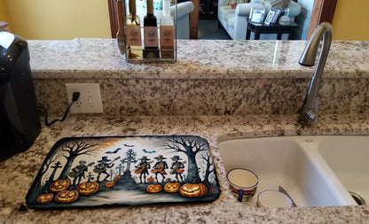 Mariachi Skeleton Band Spooky Halloween Dish Drying Mat-1