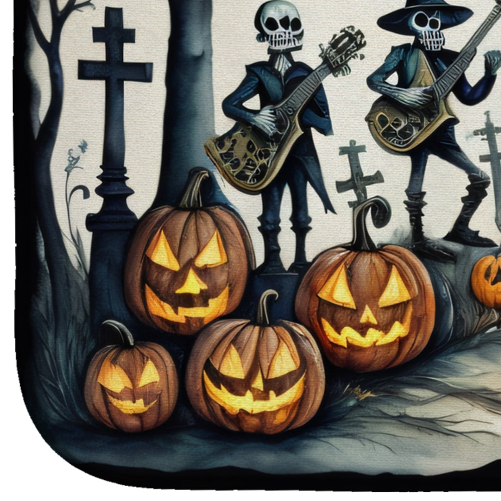 Mariachi Skeleton Band Spooky Halloween Dish Drying Mat-3