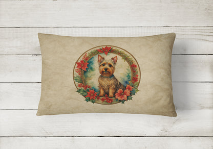 Australian Terrier Christmas Flowers Throw Pillow-1