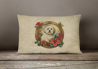 Coton De Tulear Christmas Flowers Throw Pillow-3