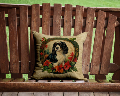English Springer Spaniel Christmas Flowers Throw Pillow-1
