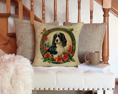 English Springer Spaniel Christmas Flowers Throw Pillow-2