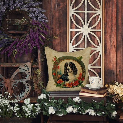 English Springer Spaniel Christmas Flowers Throw Pillow-3