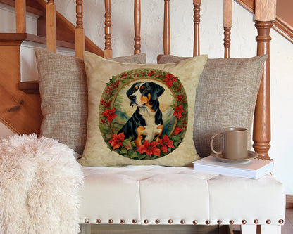 Entlebucher Mountain Dog Christmas Flowers Throw Pillow-2