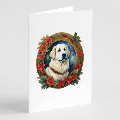 Great Pyrenees Christmas Flowers Greeting Cards Pack of 8-0