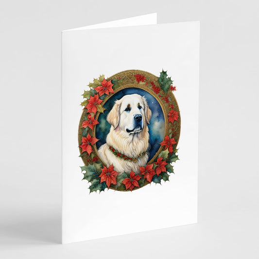 Great Pyrenees Christmas Flowers Greeting Cards Pack of 8-0