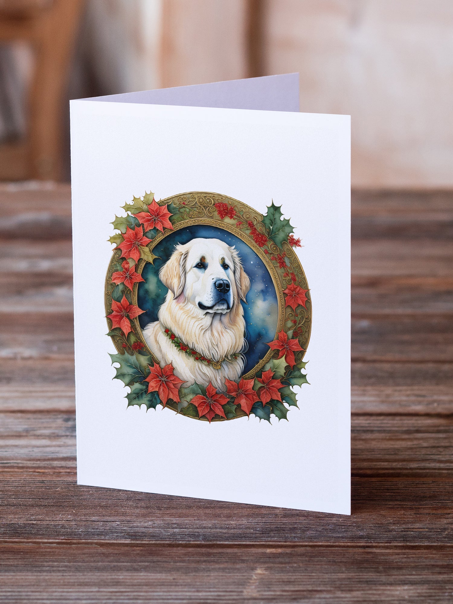 Great Pyrenees Christmas Flowers Greeting Cards Pack of 8-1