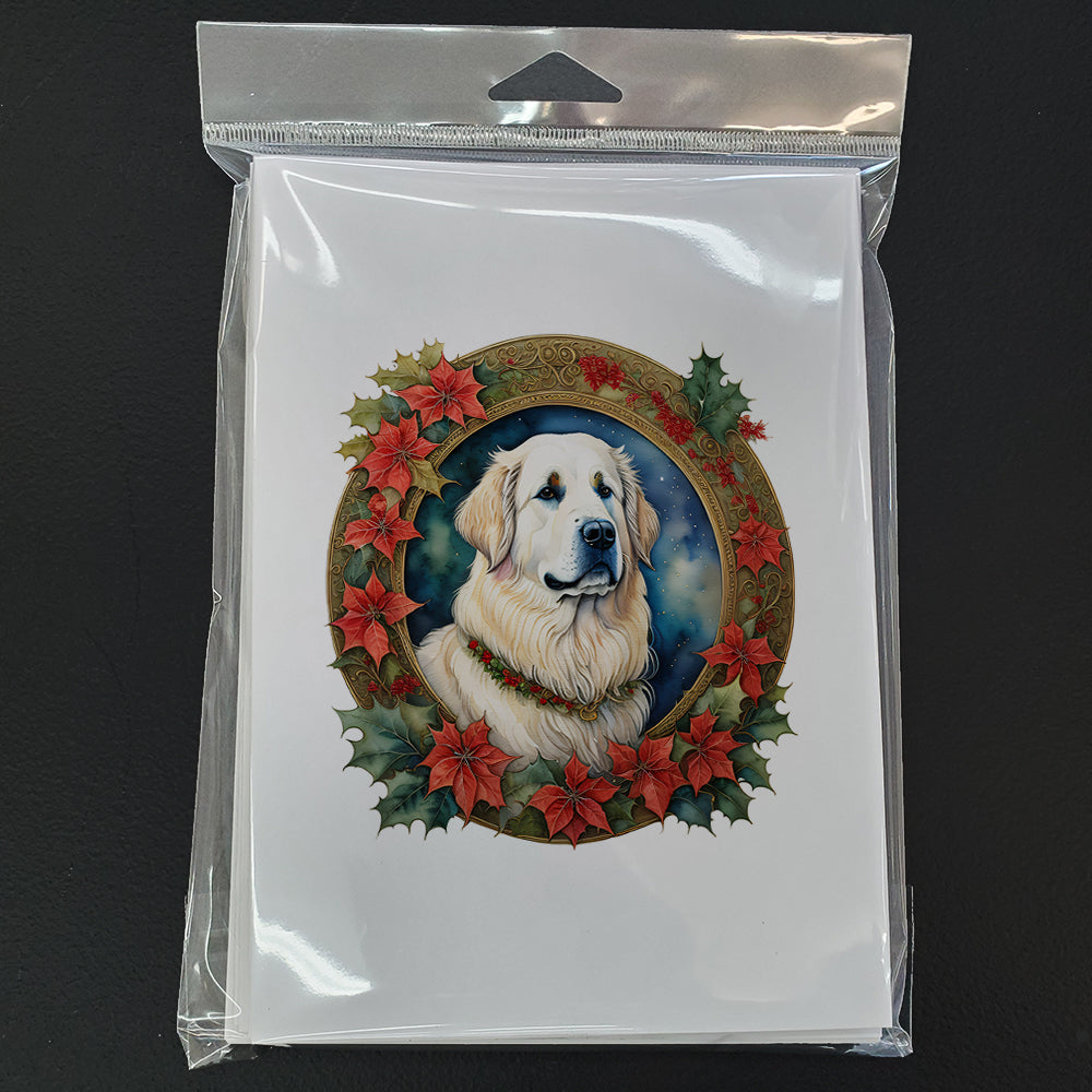 Great Pyrenees Christmas Flowers Greeting Cards Pack of 8-2