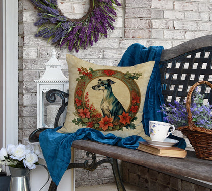 Greyhound Christmas Flowers Throw Pillow-3