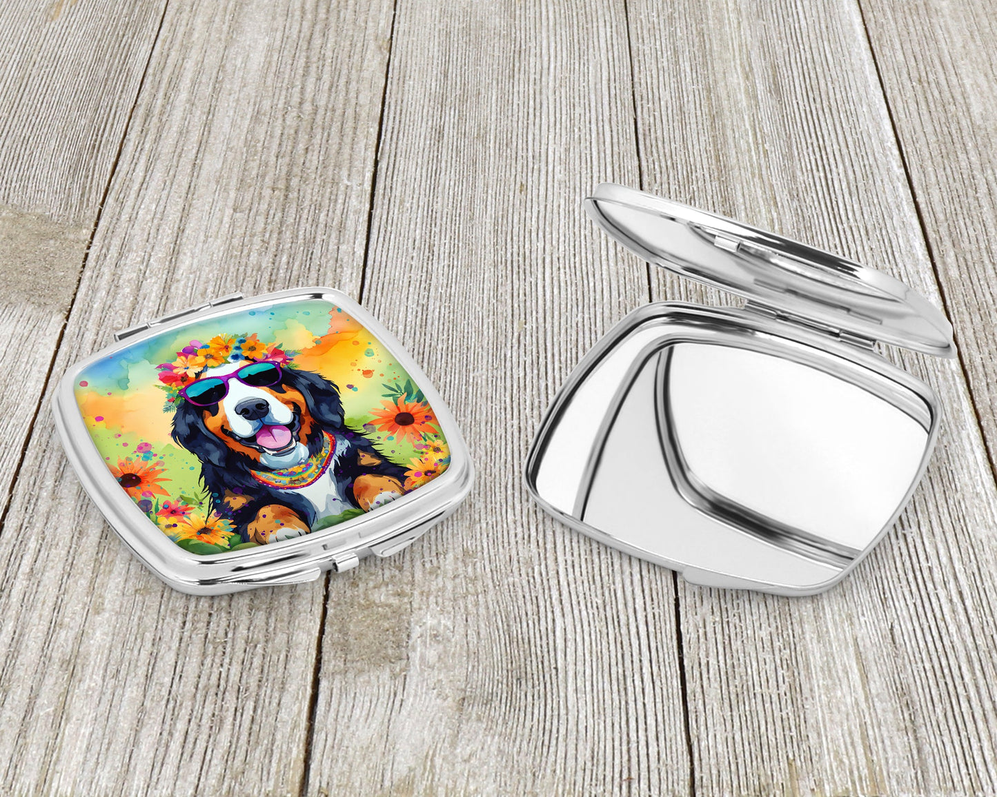 Bernese Mountain Dog Hippie Dawg Compact Mirror-2