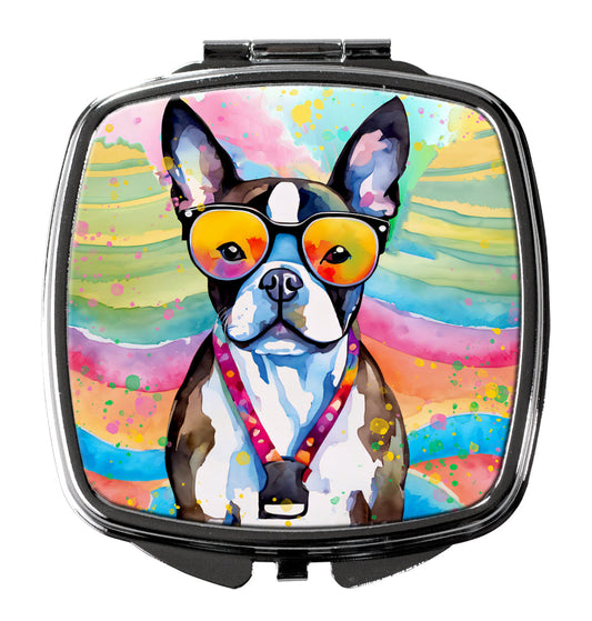 Boston Terrier Hippie Dawg Compact Mirror-0