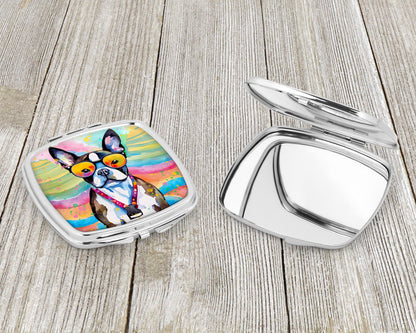 Boston Terrier Hippie Dawg Compact Mirror-2