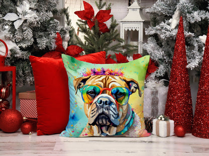 Bullmastiff Hippie Dawg Throw Pillow-1