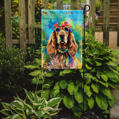 Cocker Spaniel Hippie Dawg Garden Flag-1