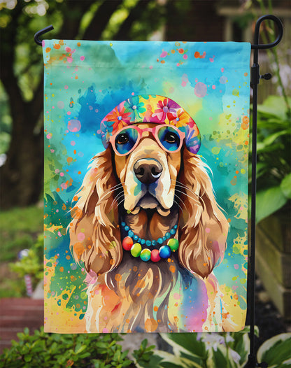Cocker Spaniel Hippie Dawg Garden Flag-2