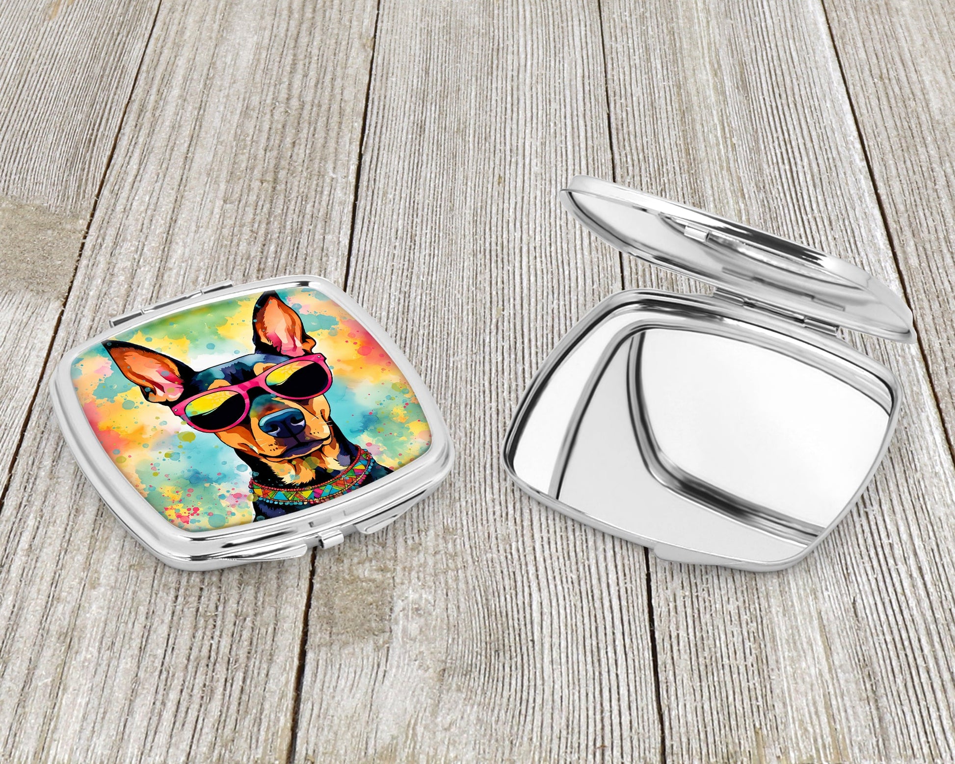 Doberman Pinscher Hippie Dawg Compact Mirror-2