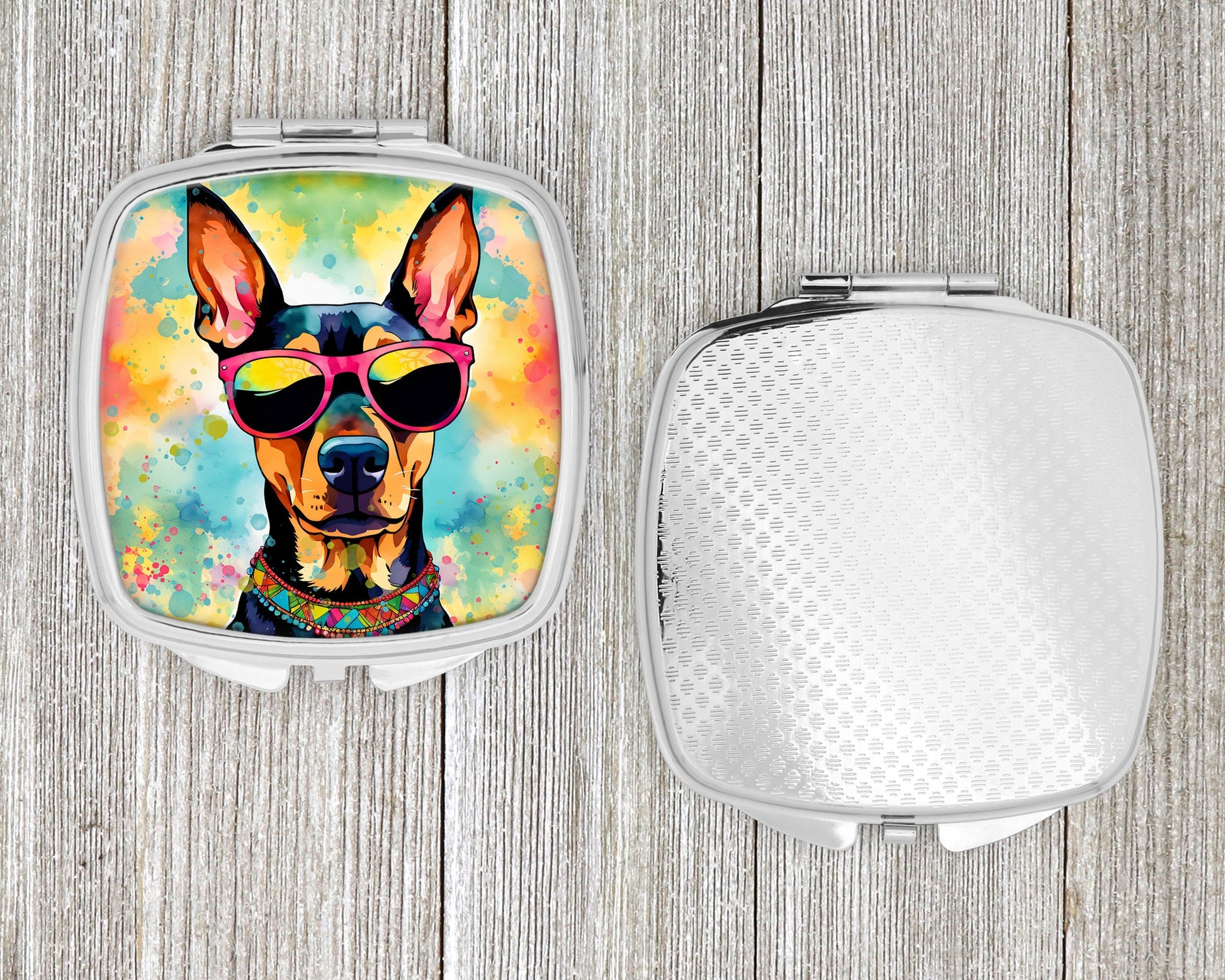 Doberman Pinscher Hippie Dawg Compact Mirror-3
