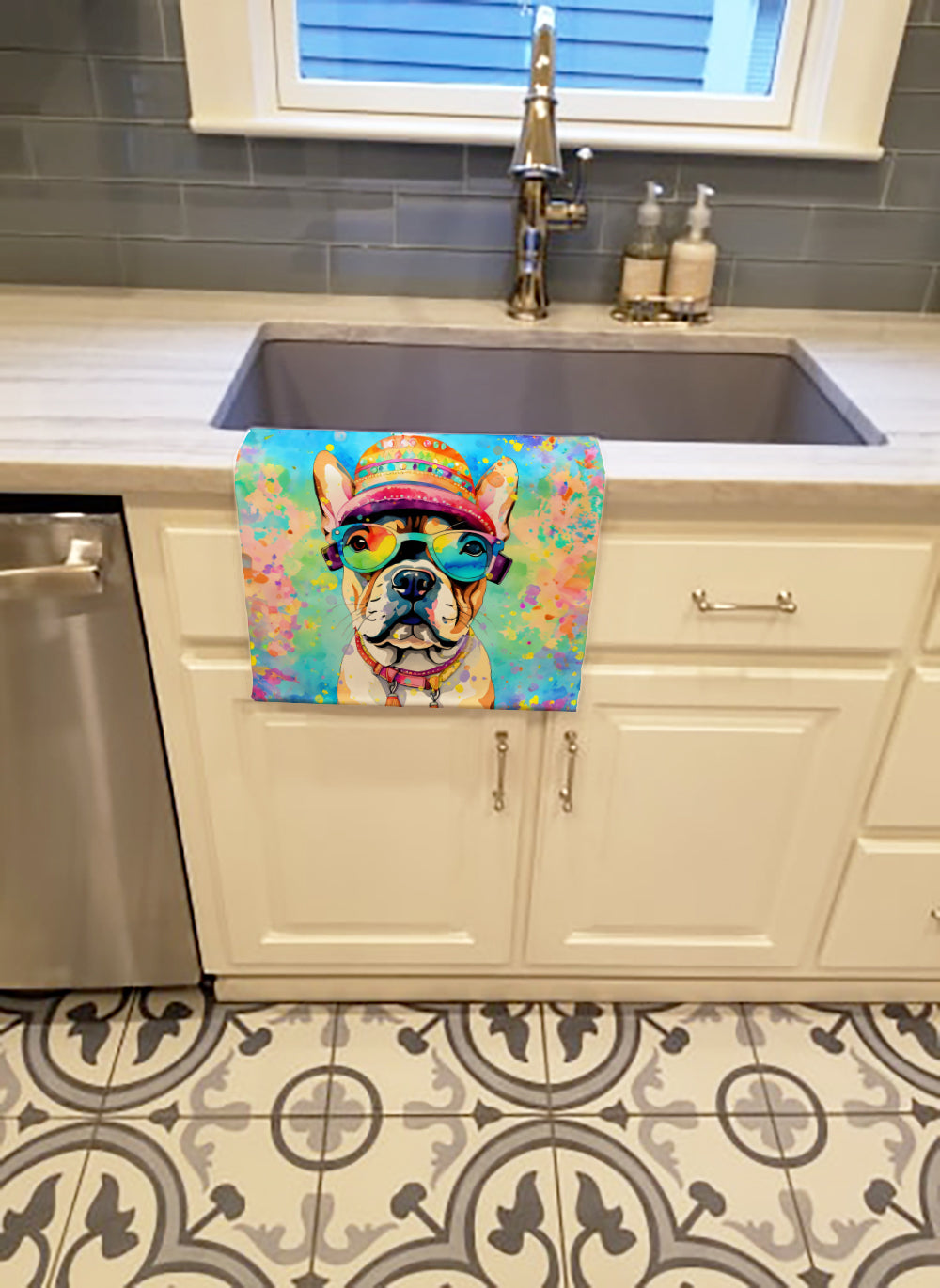 French Bulldog Hippie Dawg Kitchen Towel-1