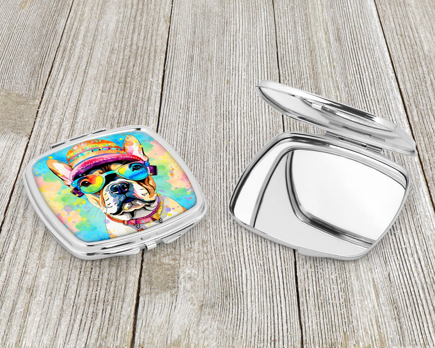 French Bulldog Hippie Dawg Compact Mirror-2
