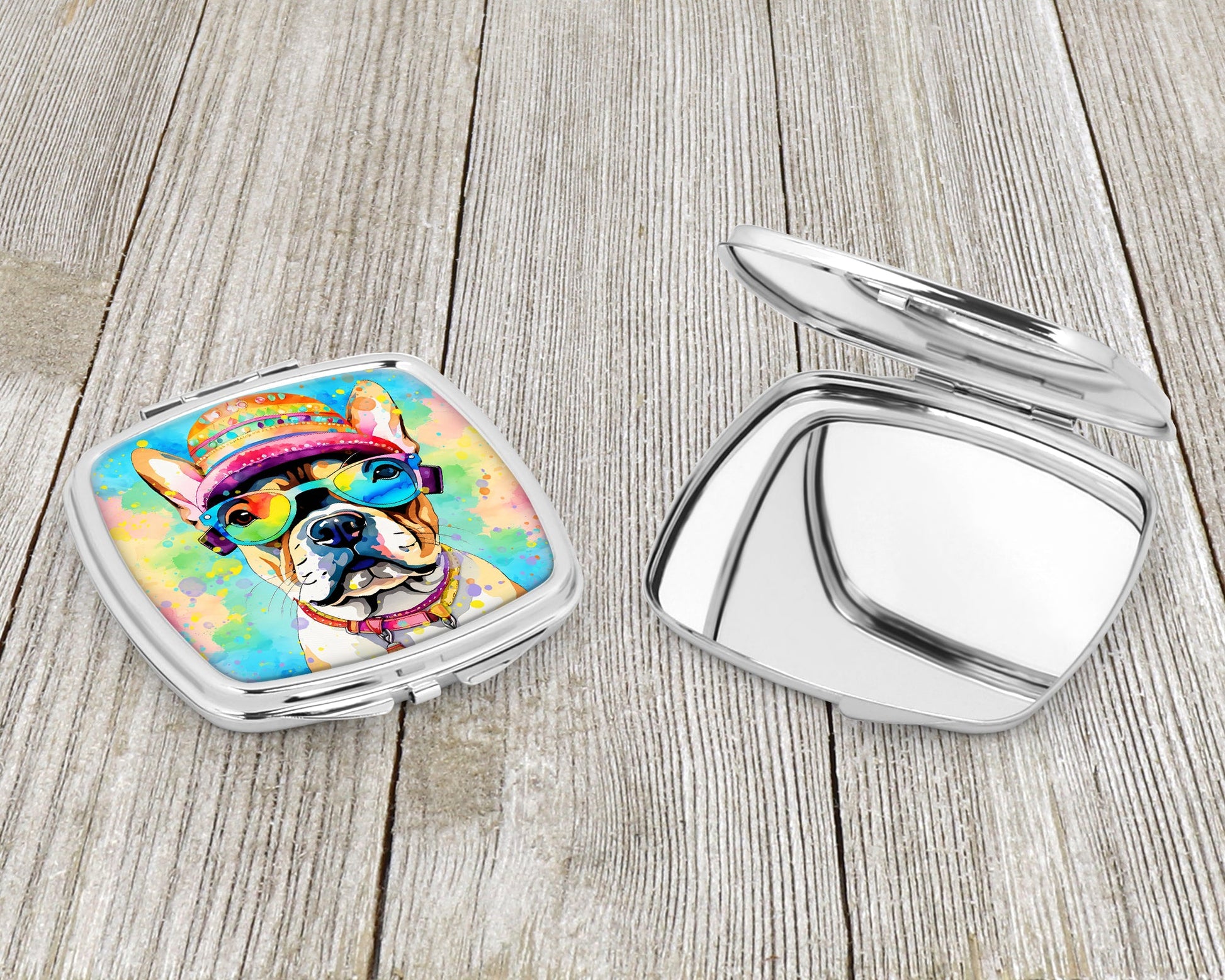 French Bulldog Hippie Dawg Compact Mirror-2