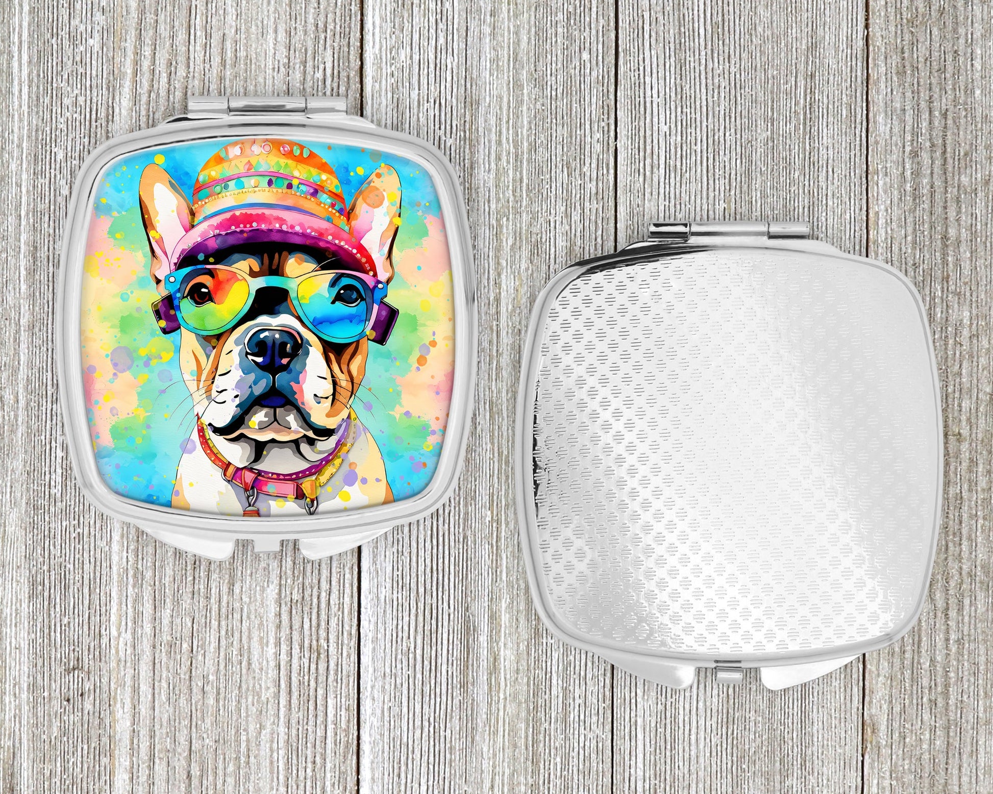 French Bulldog Hippie Dawg Compact Mirror-3