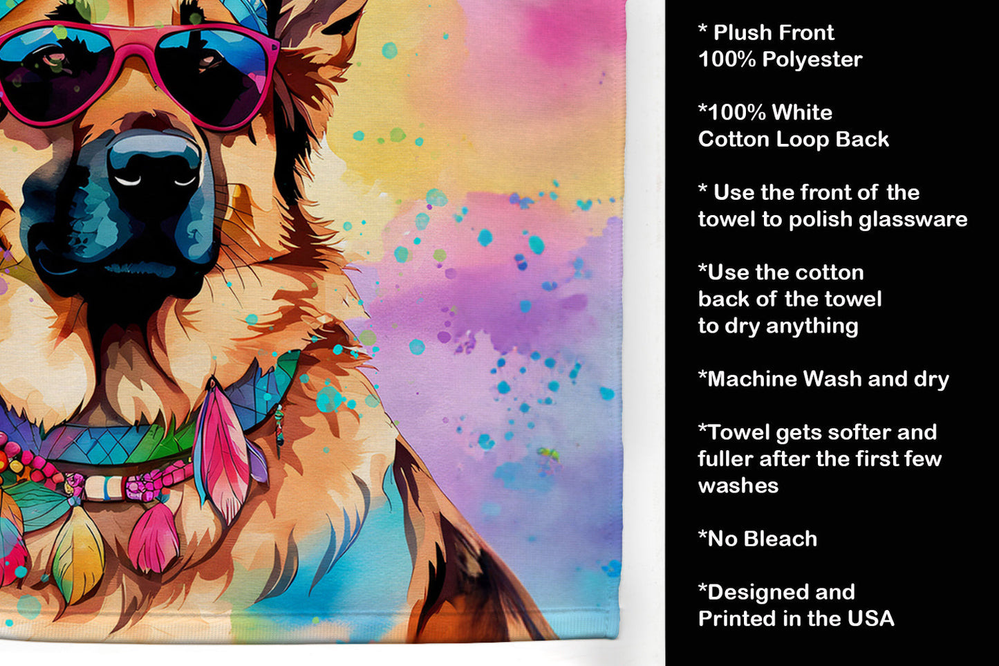 German Shepherd Hippie Dawg Kitchen Towel-4