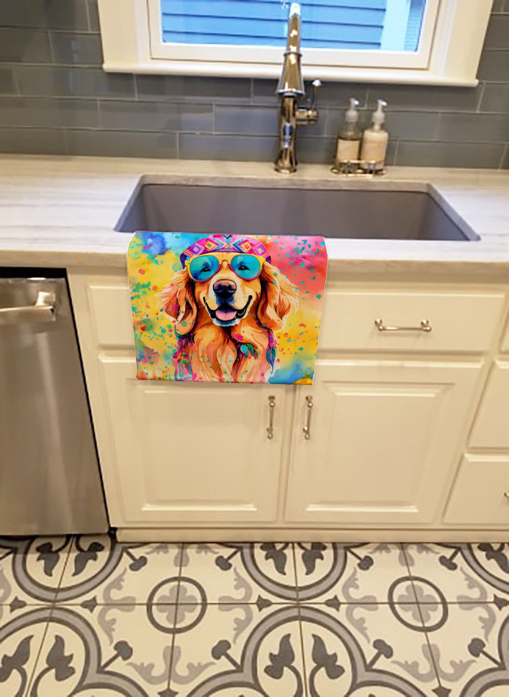 Golden Retriever Hippie Dawg Kitchen Towel-1
