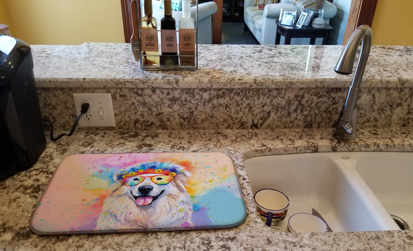 Great Pyrenees Hippie Dawg Dish Drying Mat-1