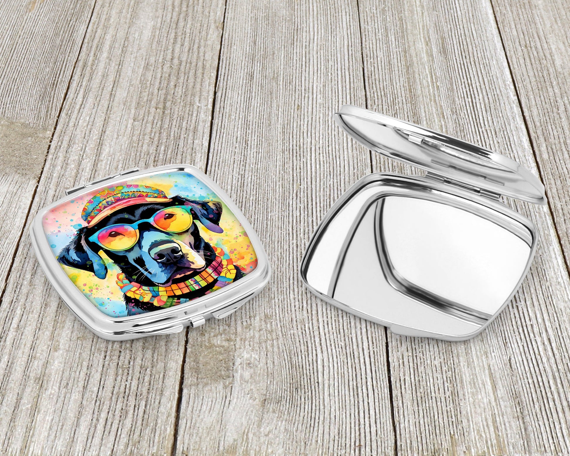 Black Labrador Hippie Dawg Compact Mirror-2