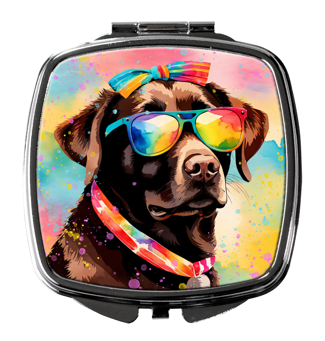 Chocolate Labrador Hippie Dawg Compact Mirror-0