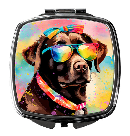 Chocolate Labrador Hippie Dawg Compact Mirror-0