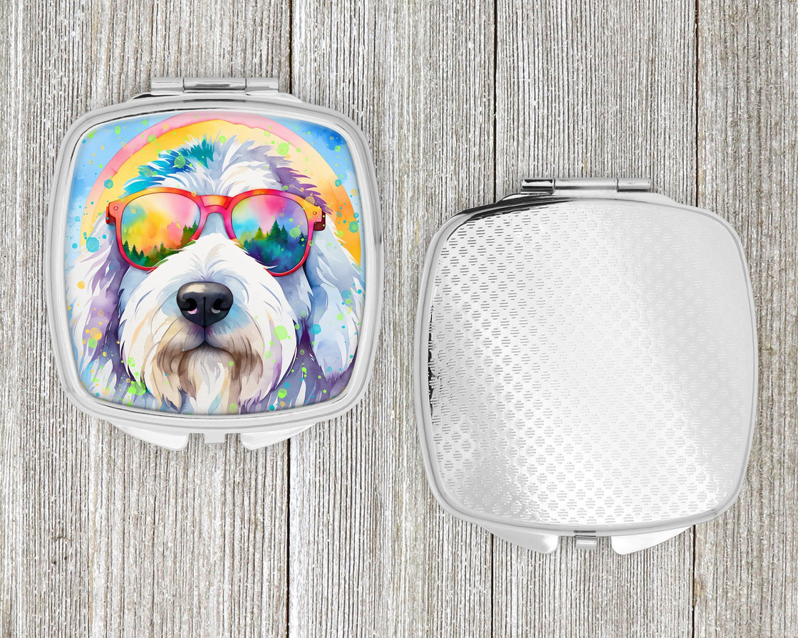 Old English Sheepdog Hippie Dawg Compact Mirror-3