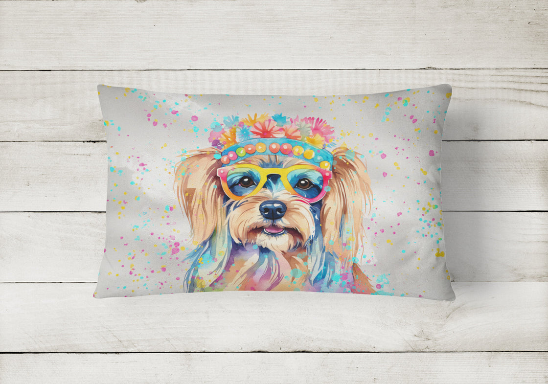 Yorkshire Terrier Hippie Dawg Throw Pillow-1