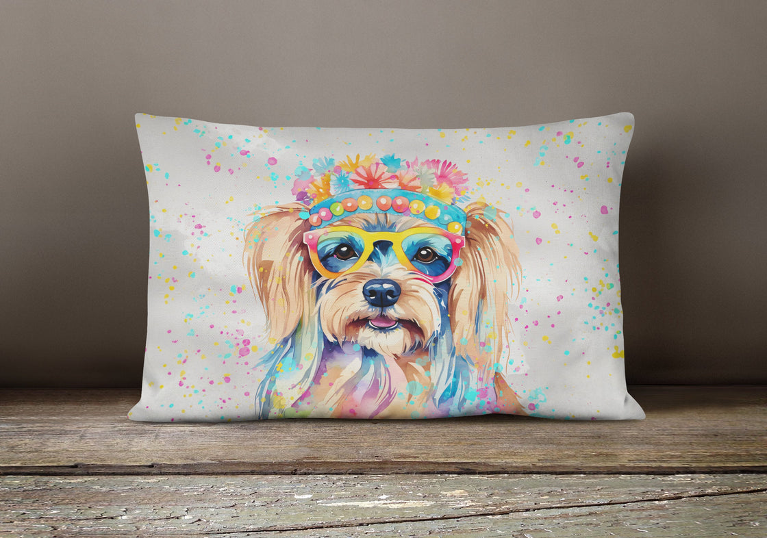 Yorkshire Terrier Hippie Dawg Throw Pillow-3