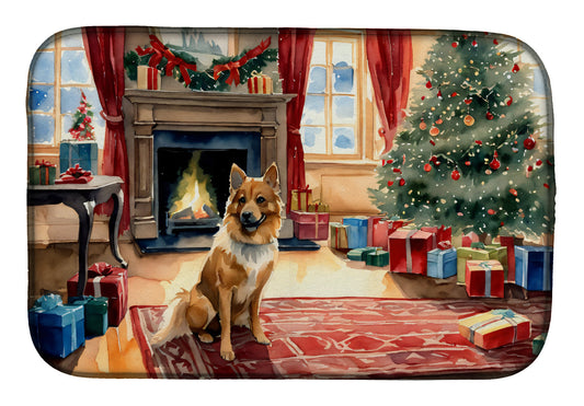 Finnish Spitz Cozy Christmas Dish Drying Mat-0