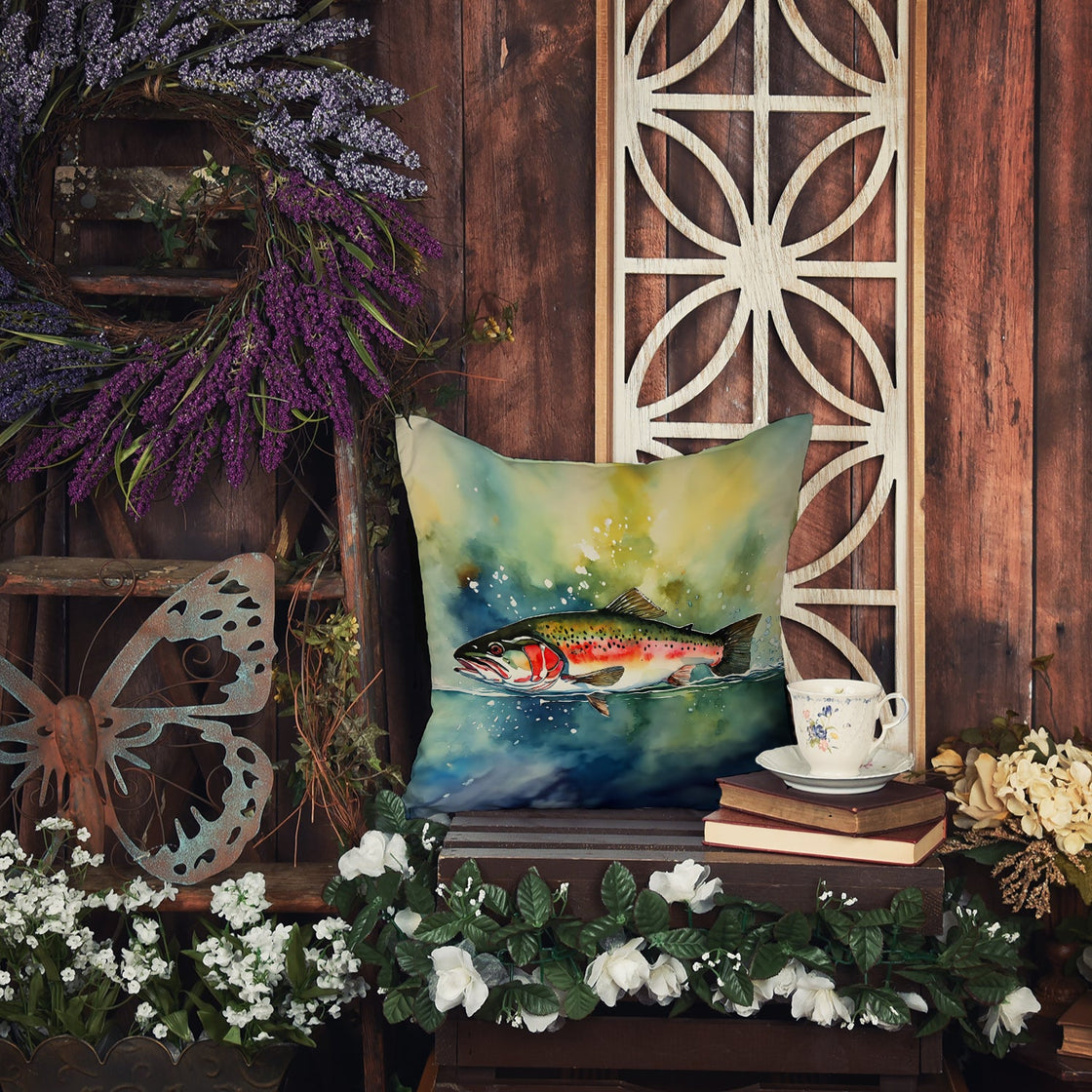 Trout Throw Pillow-4