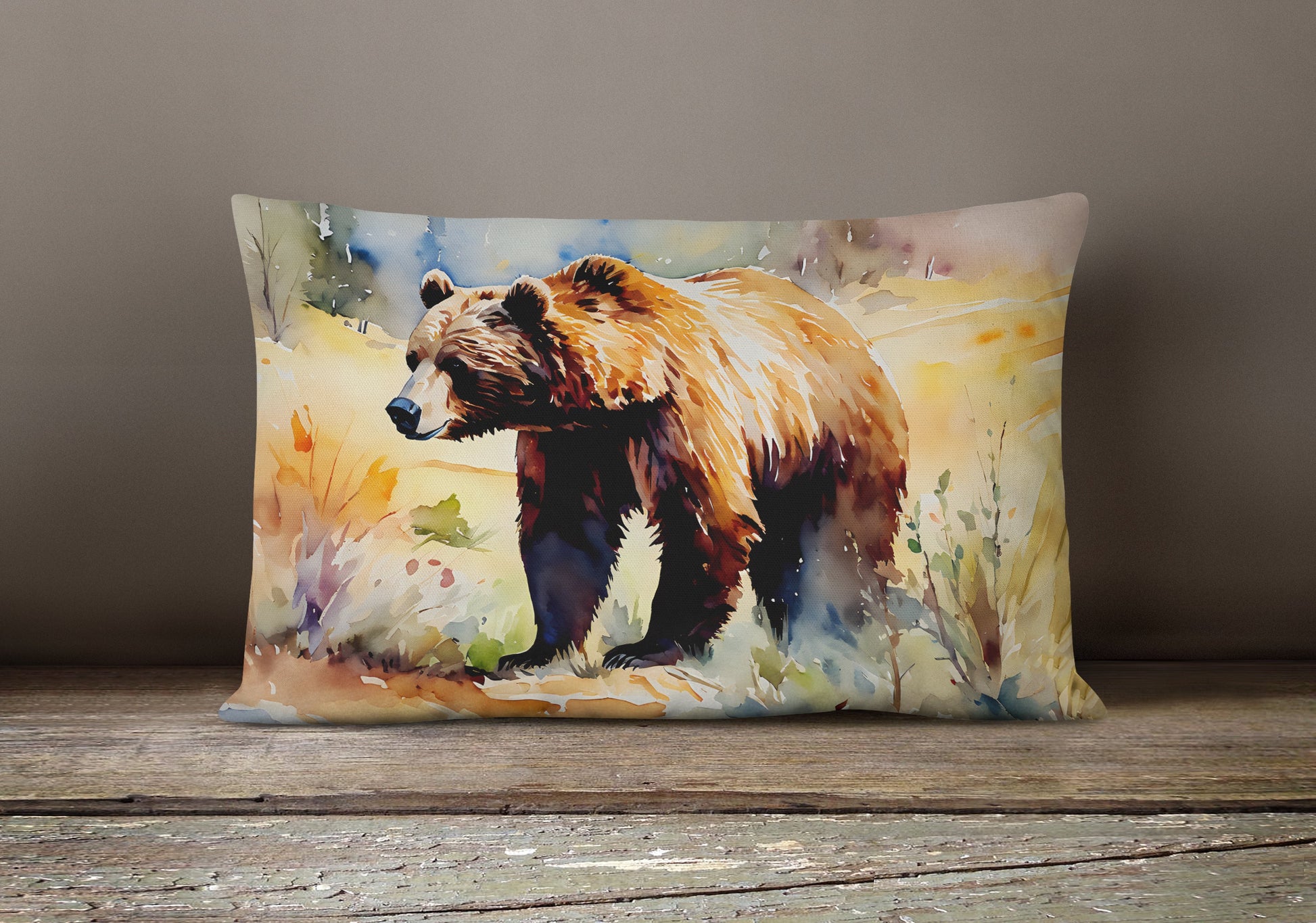 Grizzly Bear Throw Pillow-3