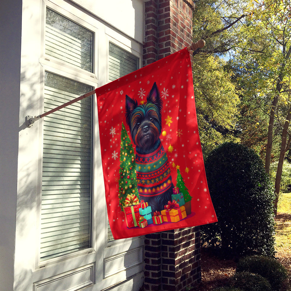 Black Cairn Terrier Holiday Christmas House Flag-1