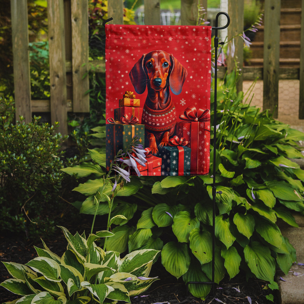 Dachshund Holiday Christmas Garden Flag-1