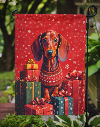 Dachshund Holiday Christmas Garden Flag-2