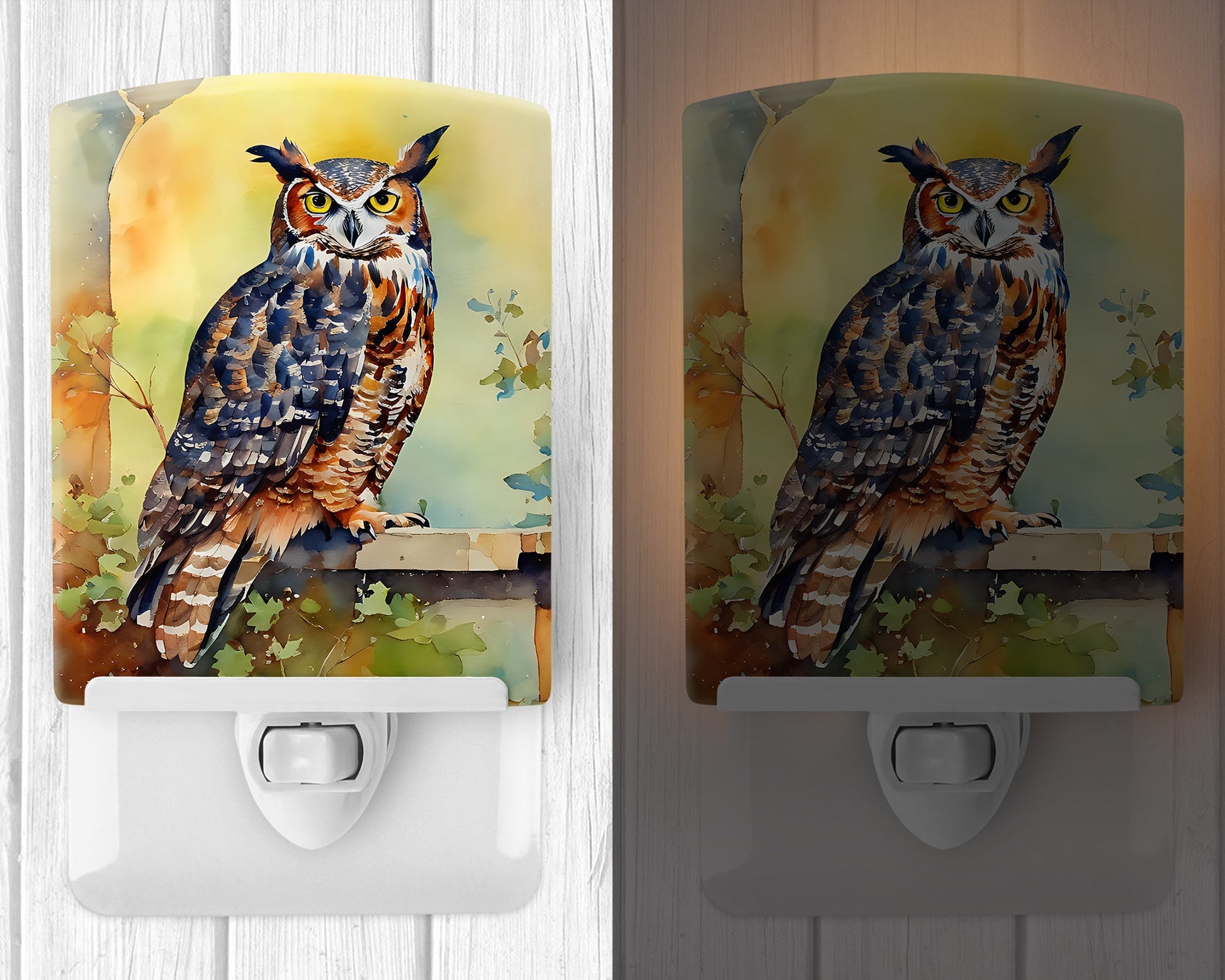 Great Horned Owl Ceramic Night Light-1