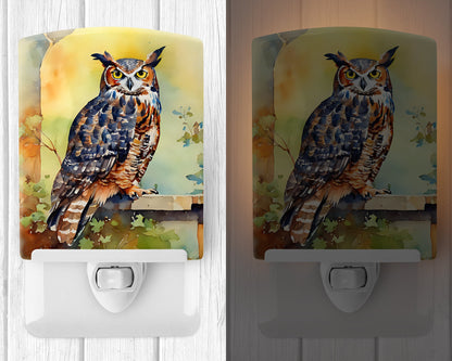 Great Horned Owl Ceramic Night Light-1