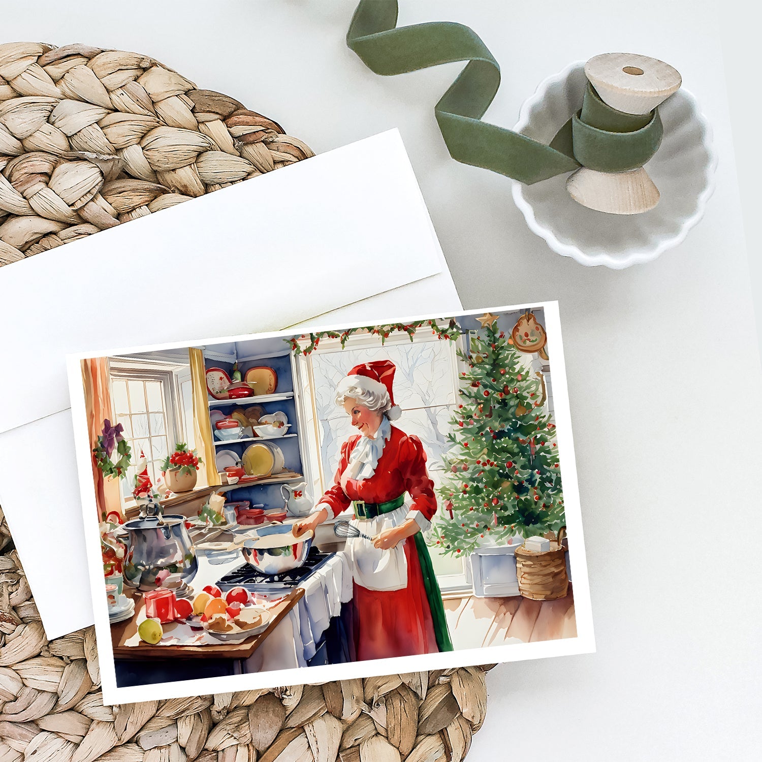 Cookies with Santa Claus Mrs. Claus Greeting Cards Pack of 8-1